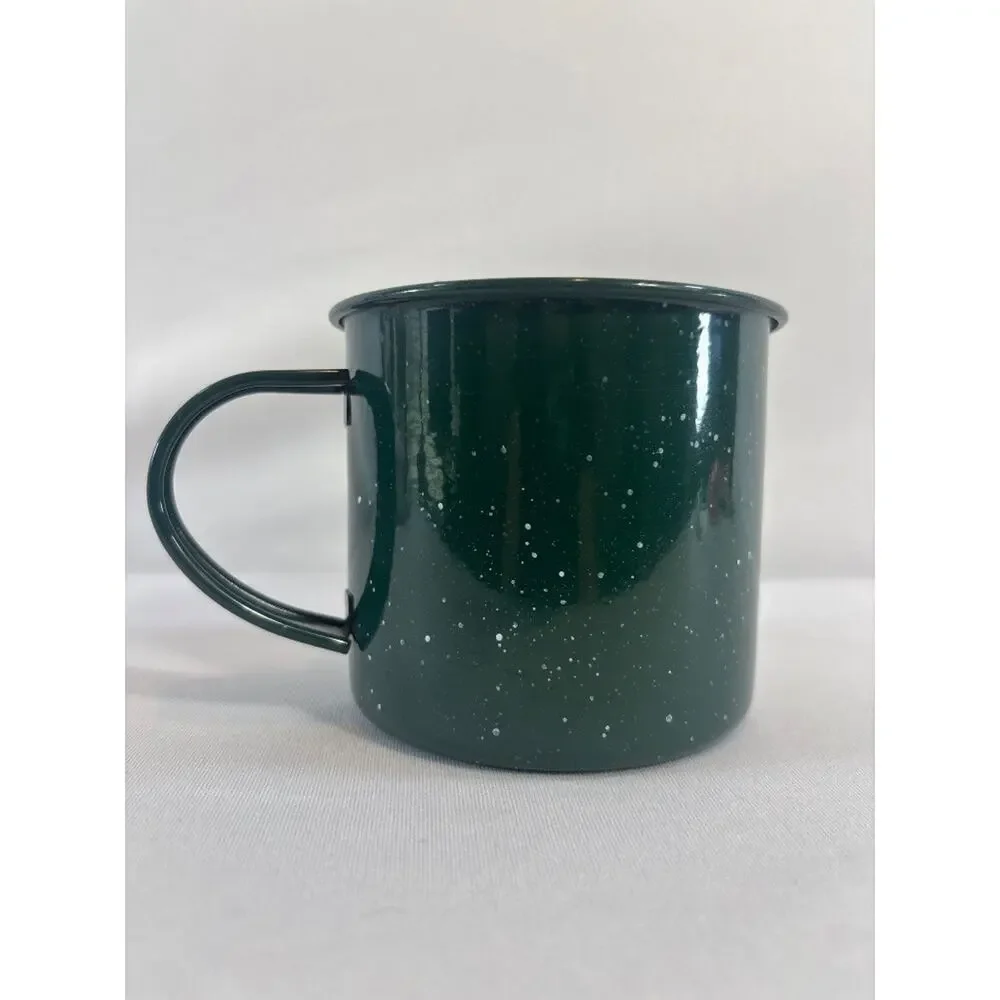 Barbour 125 Years Five Generations Enamel Camp Mug Green Speckle Collectible